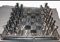 Handcrafted, heat treated metal chess board